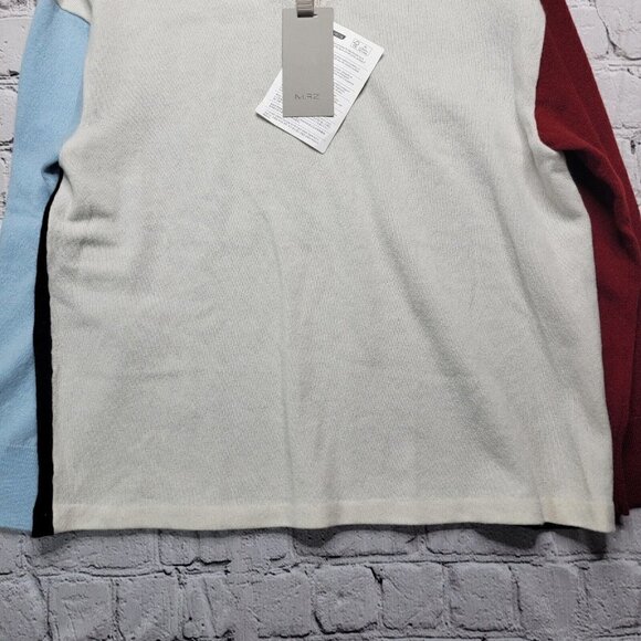 MrZ Wool Cashmere Blend V Neck Block Color Sweater NWT Size L - Picture 4 of 13